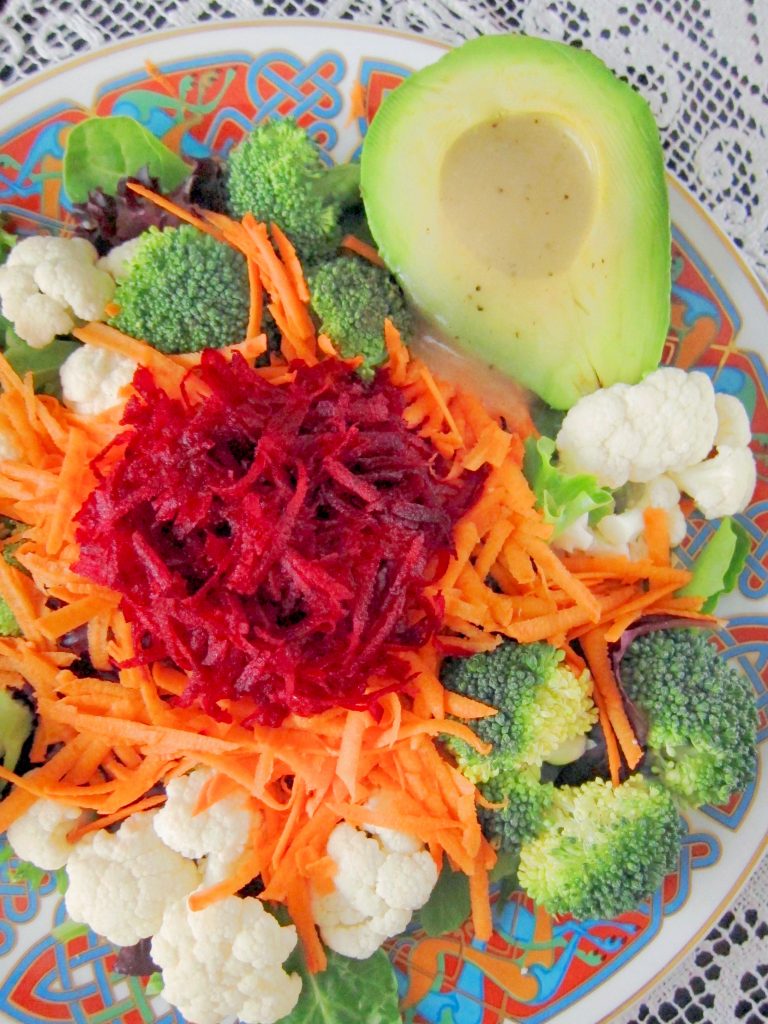 Sweet Potato and Beet Salad with Honey Mustard Dressing