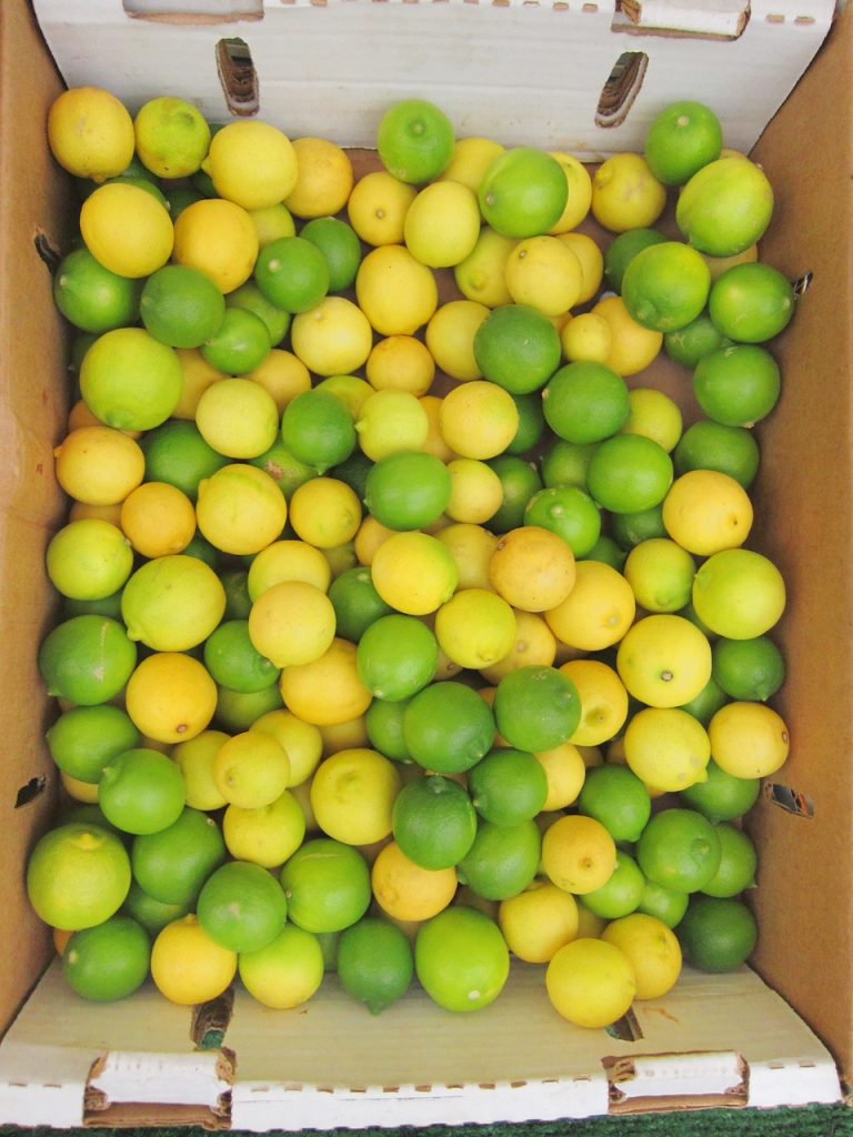 lemons and limes at the farmers market