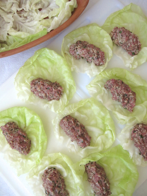 stuffing cabbage rolls