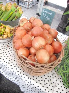 onions at the farmers market