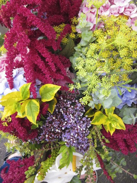 blue flowers farmer's market
