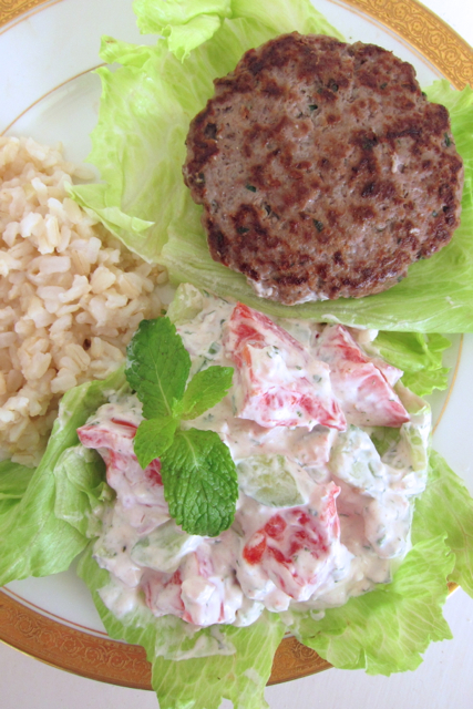 Open-Faced Gyro Lettuce Burger With Raita