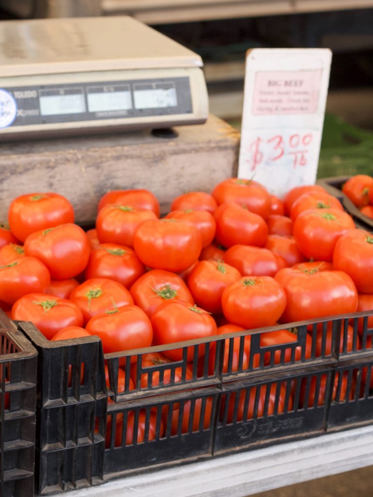 tomatoes at the farmers market