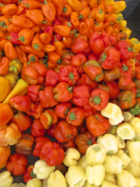 sweet peppers at the farmers market