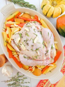 Roast Chicken With Vegetables and Garlic Mashed Potatoes and Celery Root