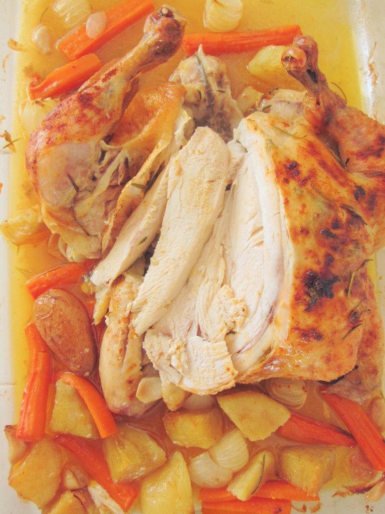 carved roasted chicken