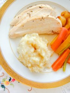 Roast Chicken With Vegetables and Garlic Mashed Potatoes and Celery Root