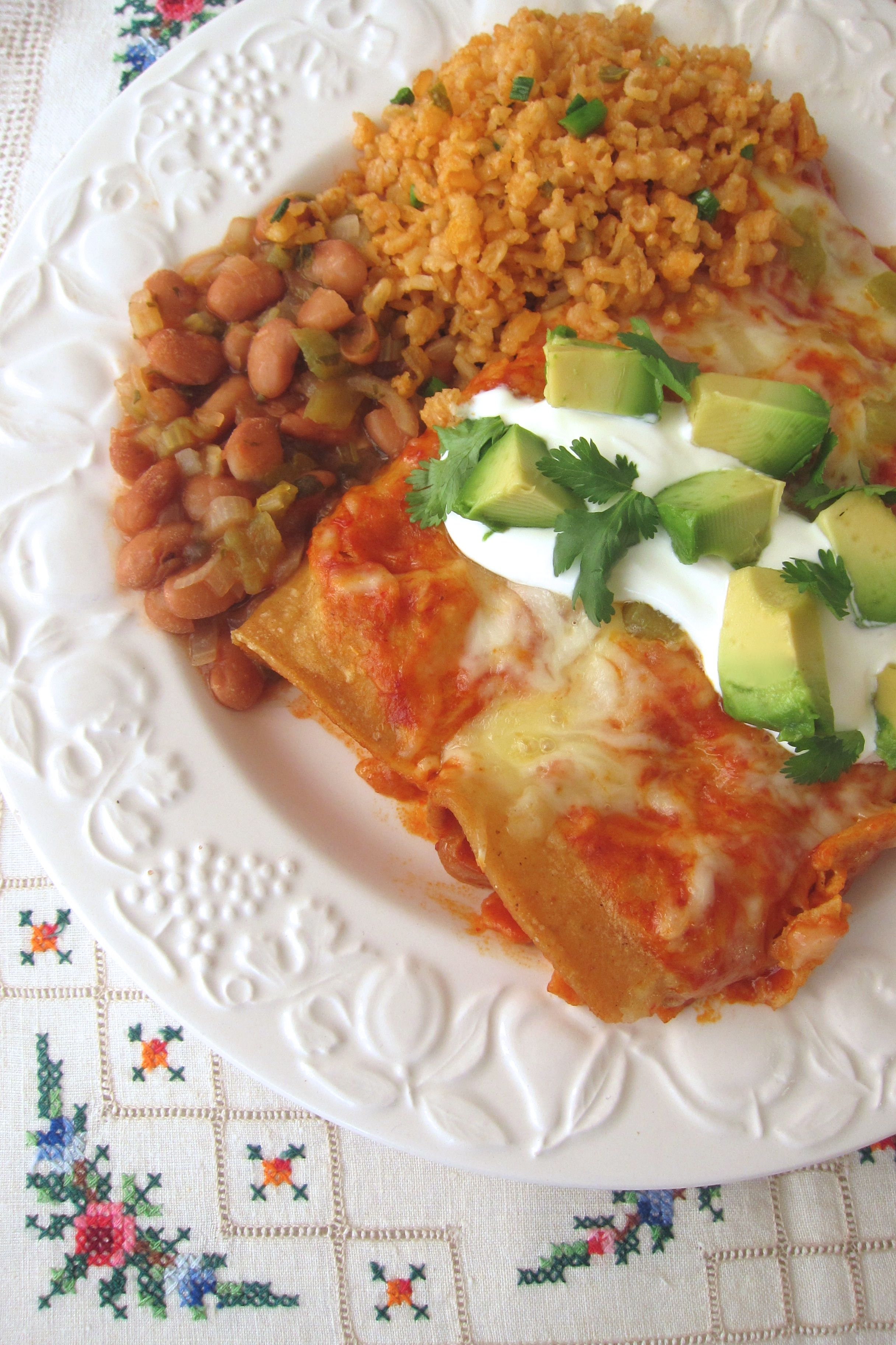 Chicken Enchiladas With White Cheddar Cheese and Avocado