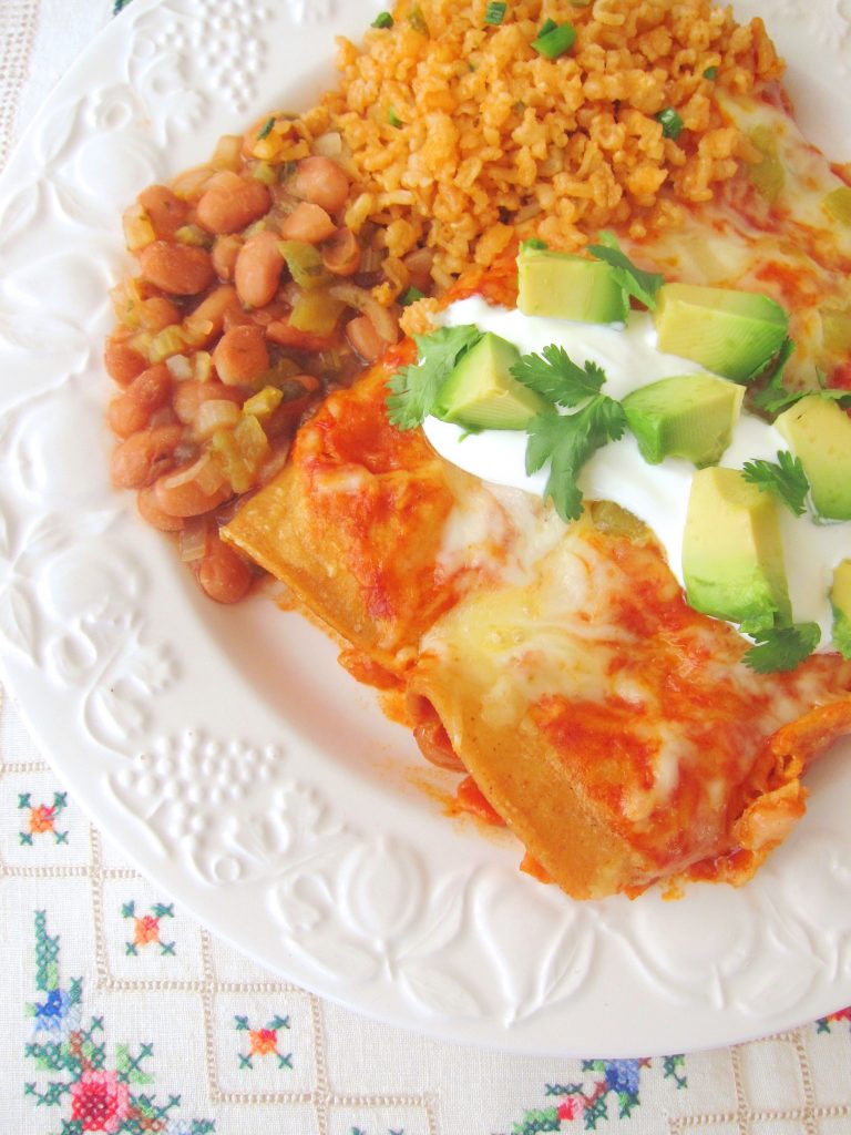 Chicken Enchiladas With White Cheddar Cheese and Avocado