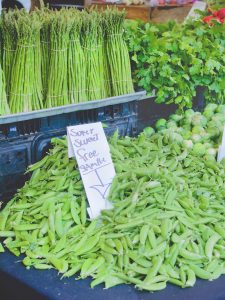 fresh peas at the farmers market