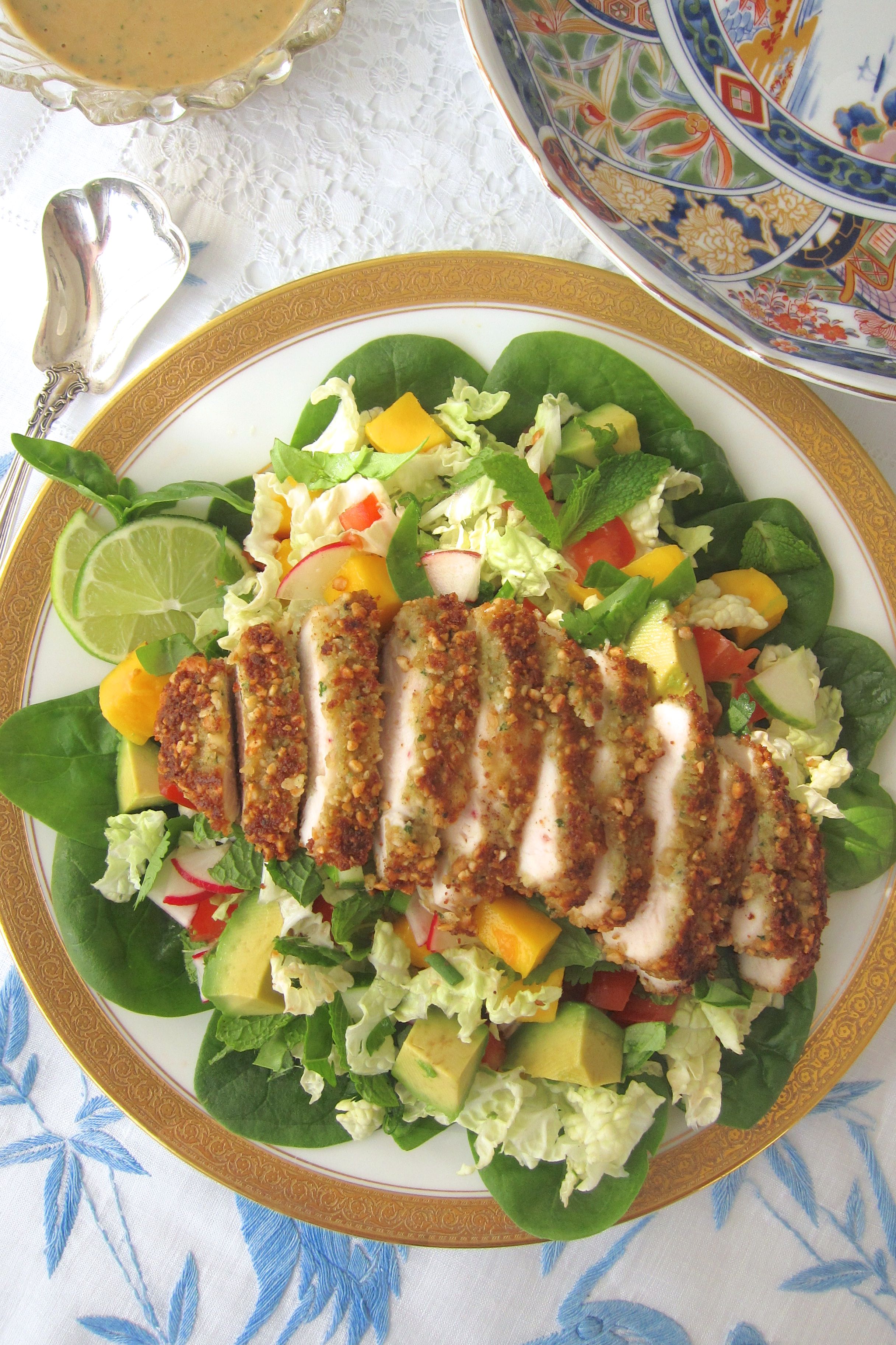 Thai Salad With Peanut Crusted Chicken