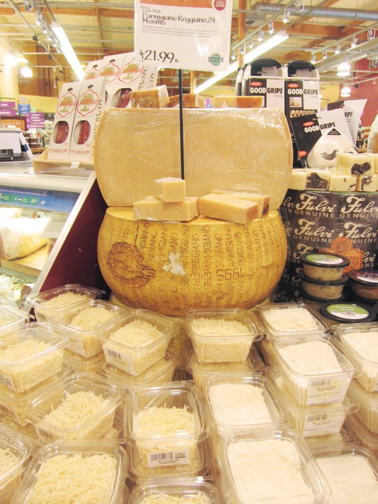 parmigiano reggiano cheese at Whole Foods