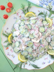 Cucumber Salad With Mushrooms and Radishes