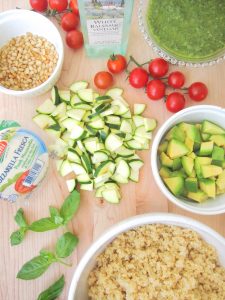 ingredients for Mediterranean Quinoa Salad