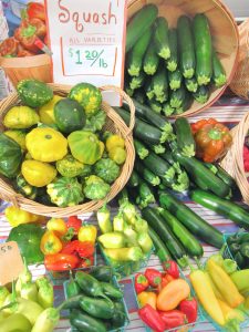 squash display at the farmer market