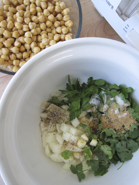 Falafel ingredients ready to be mixed