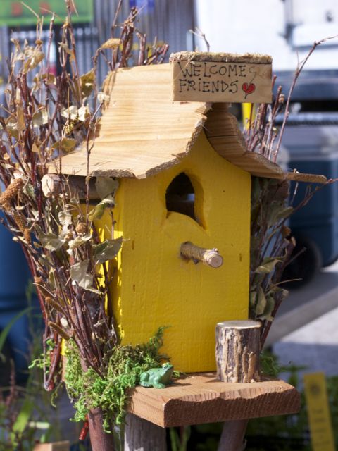yellow bird house