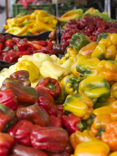 sweet peppers at farmer's market