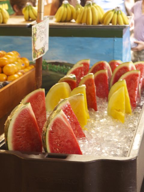 cut watermelon at Farmers Market