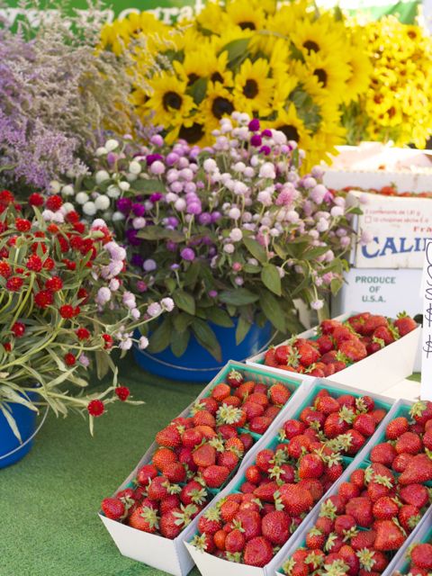 strawberries and flowers