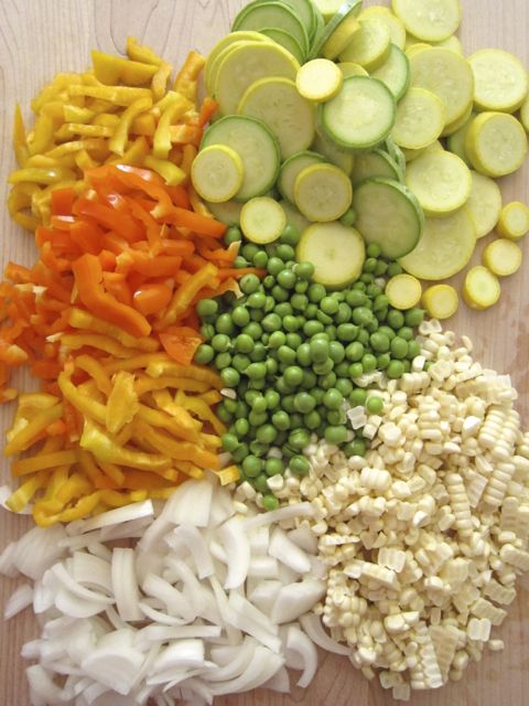 ingredients for peas saute