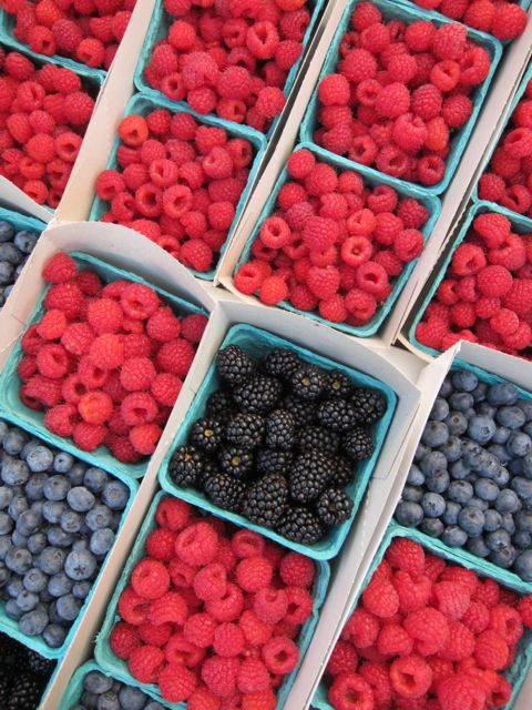 raspberries and blueberries