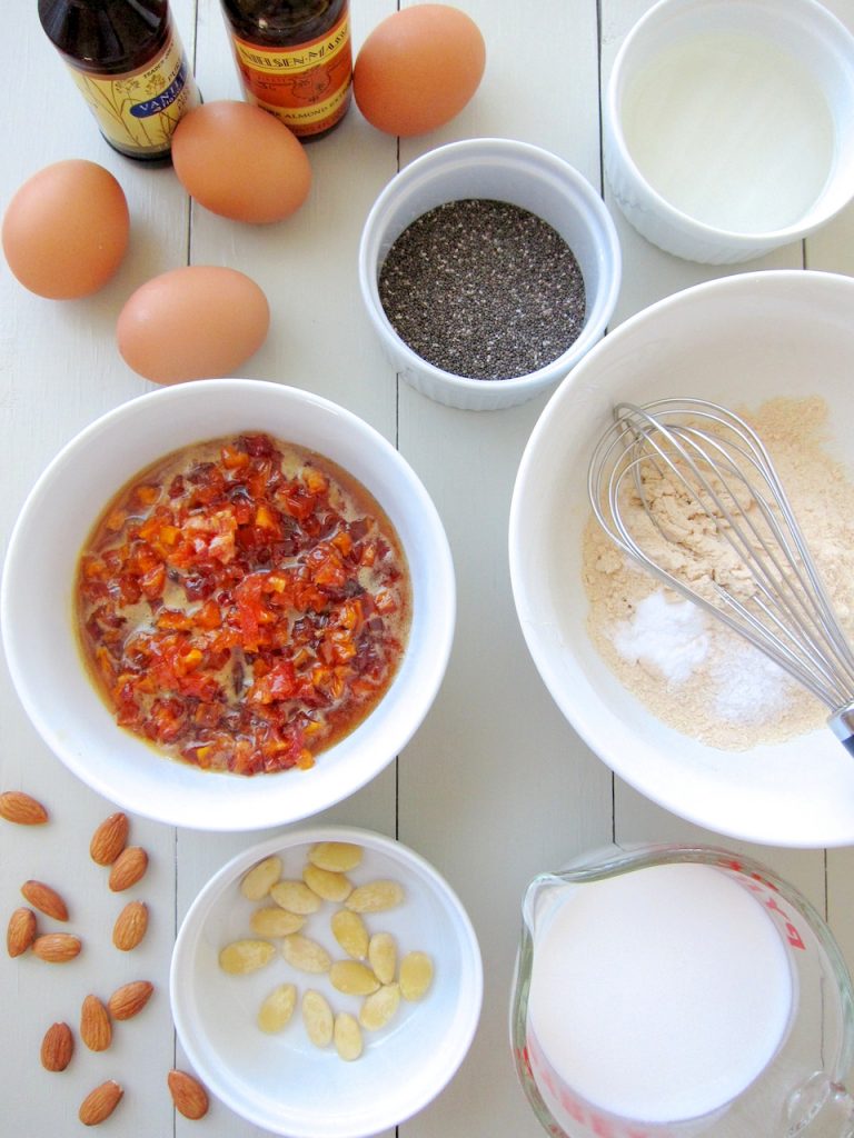 ingredients for Gluten-Free Mango and Peach Tea Cakes