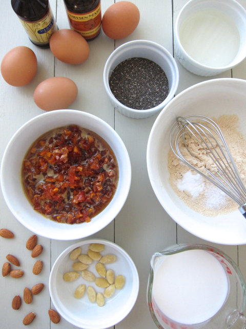 ingredients for mango and peach tea cakes