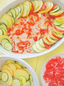 assembling Summer Vegetable Tian Au Gratin