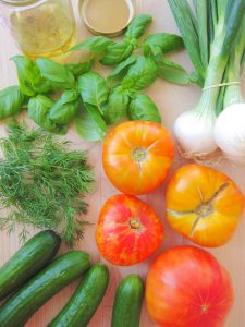 ingredients for Tomato and Cucumber Salad With Fresh Dill and Basil