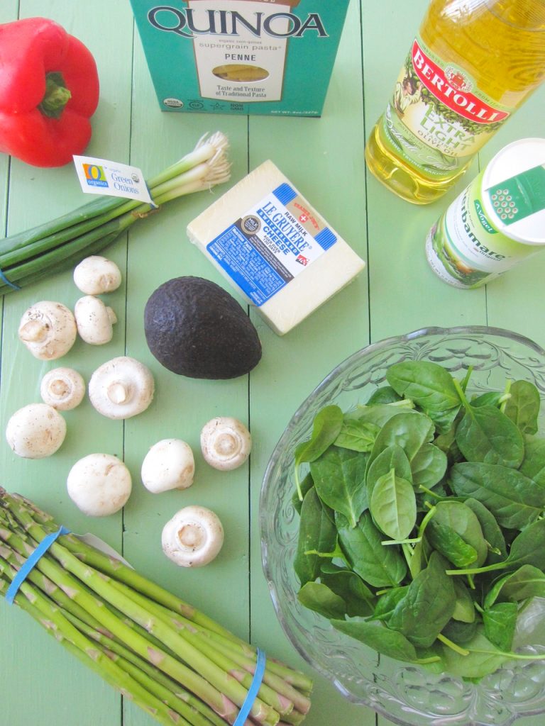 ingredients for Penne and Asparagus Salad