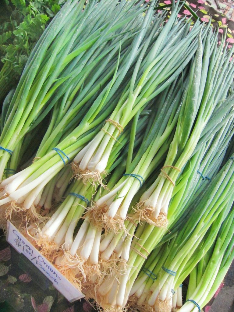 green onions at the farmers market