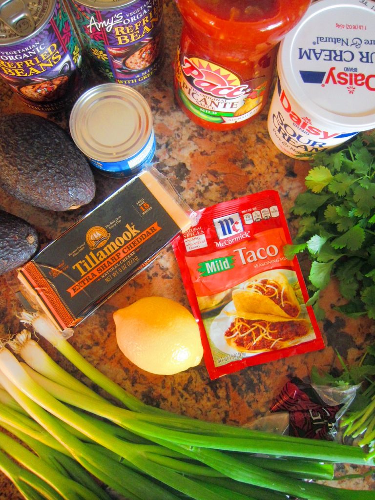 ingredients for layer bean dip