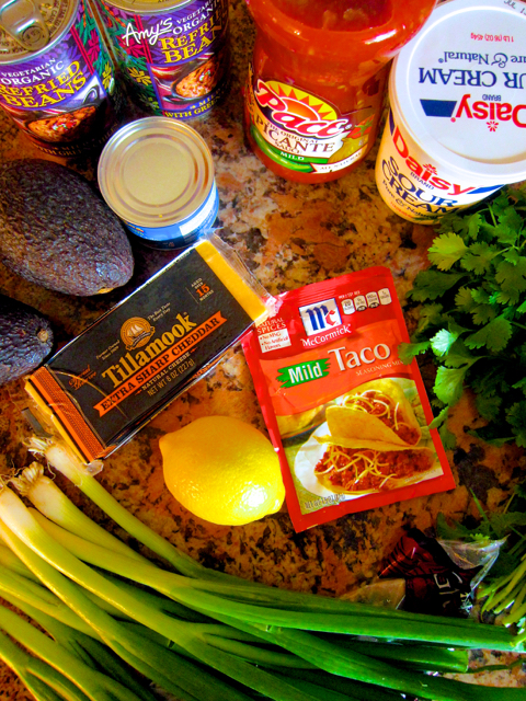 ingredients for layered bean dip