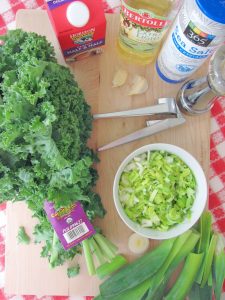 ingredients for Creamed Kale With Leeks