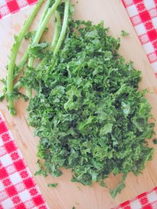 kale leaves removed from rib