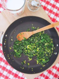 preparing Creamed Kale With Leeks