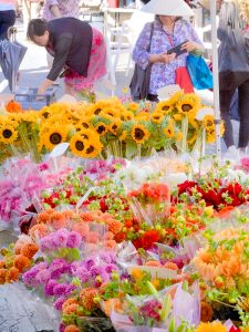 flower stall at the farmers market