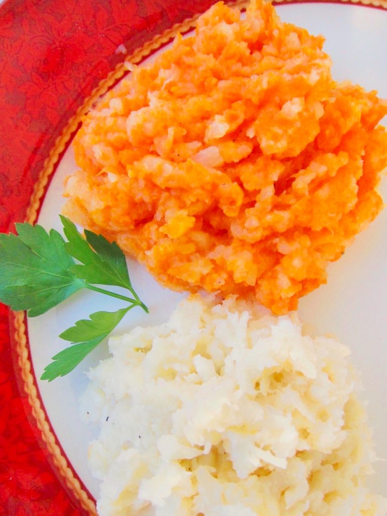 Mashed Carrots and Rutabaga with mashed celery root