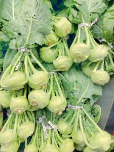 bunches of green kohlrabi