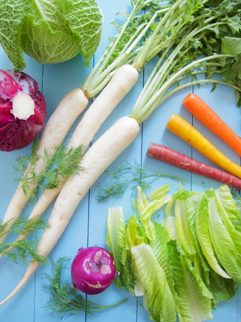 ingredients for daikon radish salad