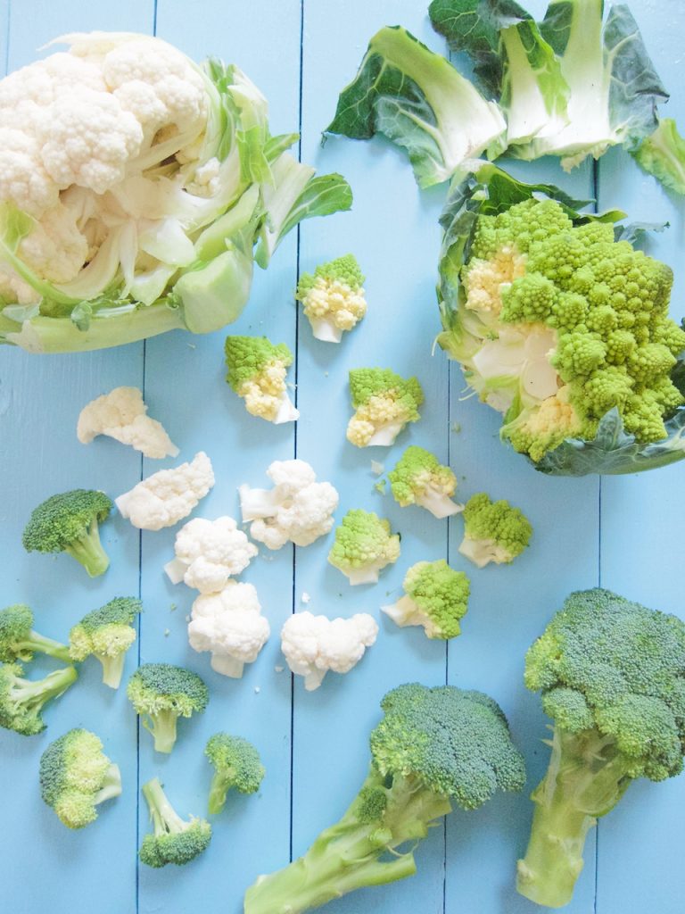 white and romanesque cauliflower florets