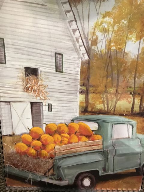 painting of truck with pumpkins