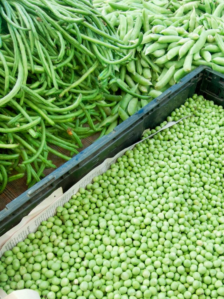fresh peas at farmers market