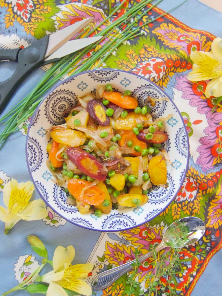 Maple Roasted Delicata, Carrots, Parsnips and Peas