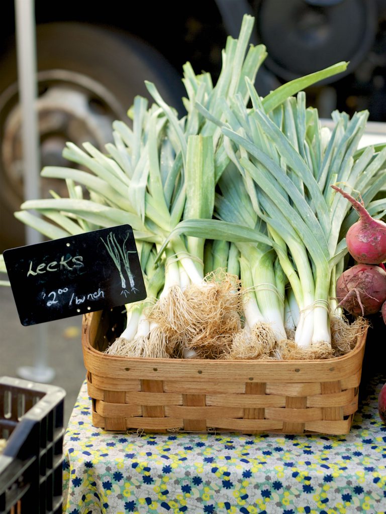 leeks at farmers market