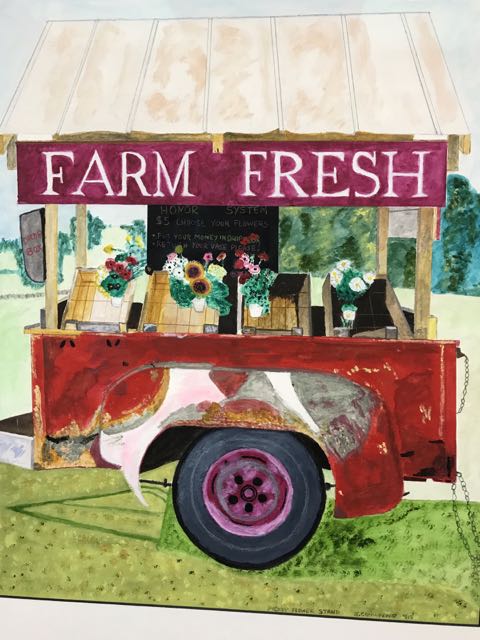 painting of farmers market wagon