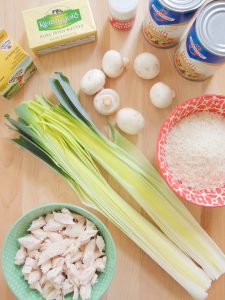 ingredients for chicken and leeks