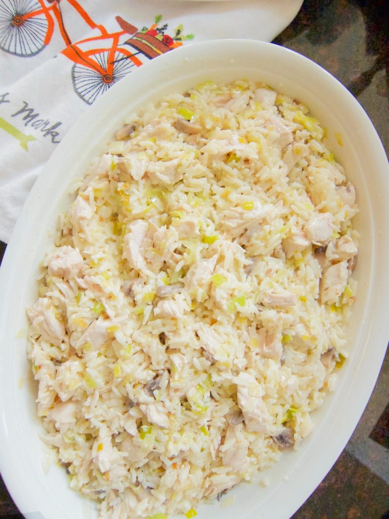 unbaked chicken and leeks