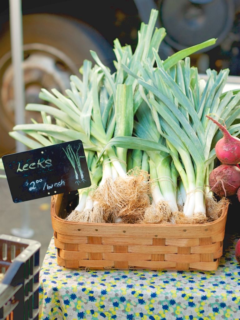 leeks at farmers market